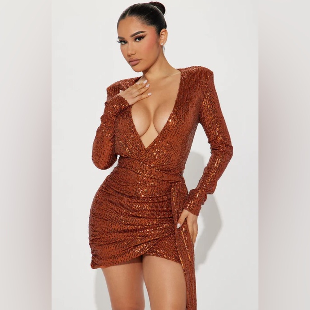 Elegant Sequin Wrap Dress